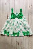 St. Patrick's dayfour-leaf clover printed infant baby girls dress 251259M
