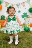 St. Patrick's dayfour-leaf clover printed infant baby girls dress 251259M