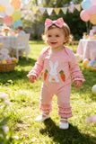 Easter bunny & carrots pink long sleeve baby romper w/headband 251260M A13S4