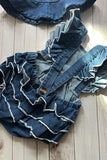 Denim ruffle bubble baby girls romper & hat  251263M A13S1