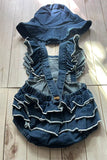 Denim ruffle bubble baby girls romper & hat  251263M A13S1