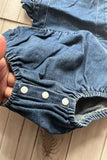 Denim ruffle bubble baby girls romper & hat  251263M A13S1