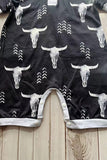 Soft western bull skull printed short sleeve baby boy romper 251264M A15S1