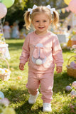 Pink easter bunny long sleeve top & pant 2pc girls set 251265M A13S4