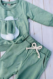 Green easter bunny long sleeve top & pant unisex 2pc outfit set 251266M