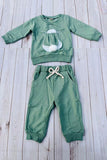 Green easter bunny long sleeve top & pant unisex 2pc outfit set 251266M