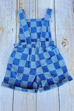 Denim blue checkered one piece overall girls jumpsuit 251267M A15S1