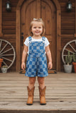 Denim blue checkered one piece overall girls jumpsuit 251267M A15S1