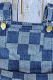 Navy blue checkered denim one piece overall girls jumpsuit 251268M A15S1