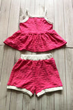 Floral printed velvet baby doll top & shorts 2pc girls sets 251271M A12S4