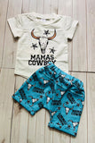 MAMA'S COWBOY & bull skull infant baby boy clothing set 251272M A13S1