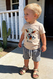 Cow & MOO printed short sleeve top & grey shorts 2pc boy set 251273M A15S1