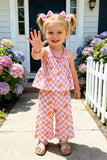 Flower gauze shirred top & wide leg pant 2pc girls set 251275M A13S4