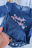 Western Baby Cowgirl embroidery long sleeve denim baby romper 251279M A12S1