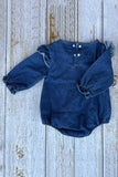 Western Baby Cowgirl embroidery long sleeve denim baby romper 251279M A12S1