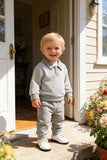 Grey knitted fabric long sleeve top & pant 2pc boy's set 251282M A12S4