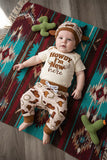 Howdy I'M New here romper & pant & hat 3pc baby sets 251289M A15S1