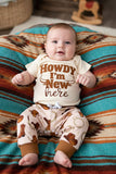 Howdy I'M New here romper & pant & hat 3pc baby sets 251289M A15S1