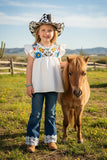 Floral printed white top & lace trim denim pant 2pc girls set 251291M