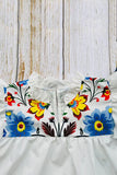 Floral printed white top & lace trim denim pant 2pc girls set 251291M