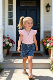 Rhinestone crop & floral embroidery shorts 2pc girls set 251293M A3S1
