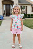 Chic fruit flutter sleeves girls boutique top DLH2390 ((A14S3) A16S5 A16S6