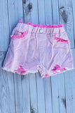 Casual girls pink distressed ripped denim shorts 251298M A4S3
