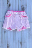 Casual girls pink distressed ripped denim shorts 251298M A4S3