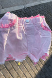 Casual girls pink distressed ripped denim shorts 251298M A4S3