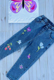 Butterfly printed top & flower embroidery denim legging 2pc girls set 251299M