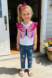 Butterfly printed top & flower embroidery denim legging 2pc girls set 251299M