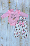 Pony pink long sleeve romper & pant 3pc baby girls sets w/headband 251302M A12S3