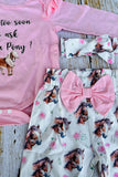 Pony pink long sleeve romper & pant 3pc baby girls sets w/headband 251302M A12S3