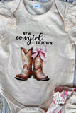 New cowgril IN TOWN & pant 3pc baby girls sets w/headband 251303M A12S3