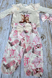 New cowgril IN TOWN & pant 3pc baby girls sets w/headband 251303M A12S3