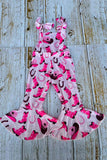 Boots printed pink one piece bell bottom girls overall jumpsuit 251305M A12S1