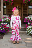 Boots printed pink one piece bell bottom girls overall jumpsuit 251305M A12S1