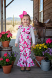 Boots printed pink one piece bell bottom girls overall jumpsuit 251305M A12S1