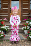 Boots printed pink one piece bell bottom girls overall jumpsuit 251305M A12S1