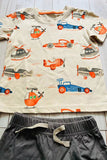 Summer helicopter printed top & grey shorts 2pc boy's set 251306M A15S1