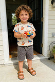 Summer helicopter printed top & grey shorts 2pc boy's set 251306M A15S1