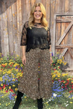 Clearance -- Brown leopard ruffle wide leg stretchy women pant XCH16776