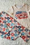 "STAR SPABGLED CUTIE" patriotic donut 2pc girls set XCH0666-9H
