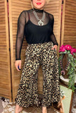 Restock--Western leopard wide leg high waist women's boutique pant XCH17040