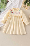Flower embroidery ruffle long sleeves girls dress 2601003M
