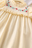 Flower embroidery ruffle long sleeves girls dress 2601003M
