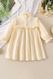 Flower embroidery ruffle long sleeves girls dress 2601003M
