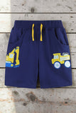 Construction truck printed blue top & embroidery shorts 2pc boy's set 2601004M