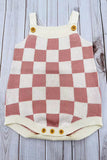 Pink Checkered knitted adjustable sweater infant baby onesies 2601006M A14S3