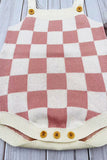 Pink Checkered knitted adjustable sweater infant baby onesies 2601006M A14S3